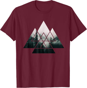 Wald Natur Quadrat Minimalismus Klimaschutz Mountain Environment Tree T-Shirt - T-Shirt | Maroon