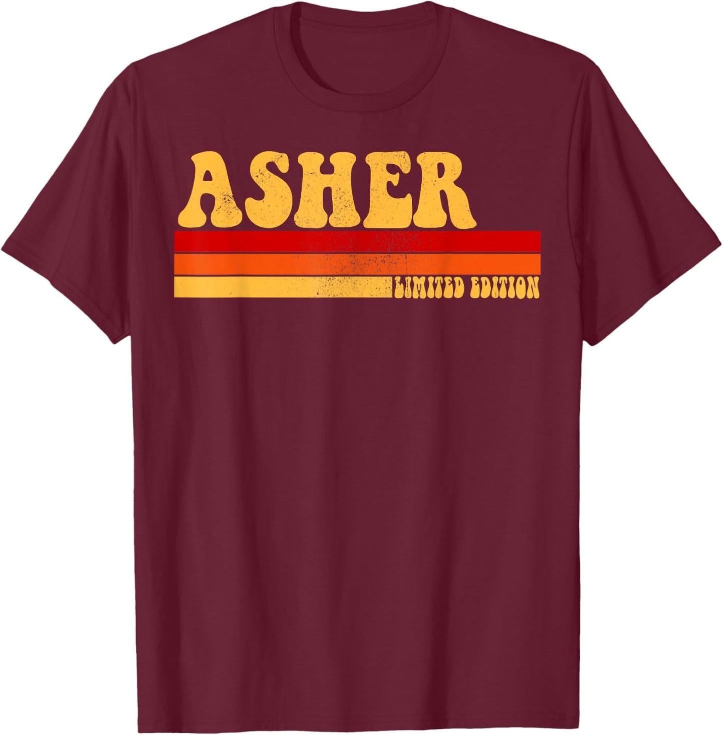 ASHER Name Personalized Idea Men Retro Vintage ASHER T-Shirt - T-Shirt | Maroon