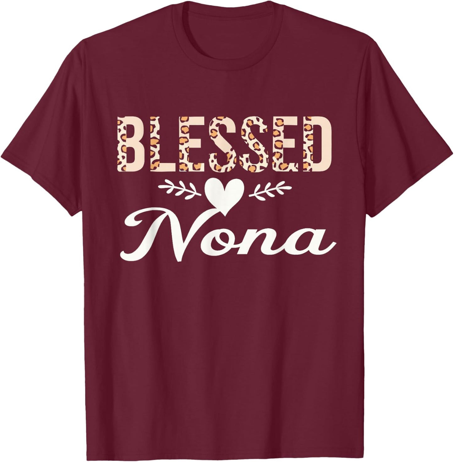 Blessed Nona Cute Leopard T-Shirt - T-Shirt | Maroon