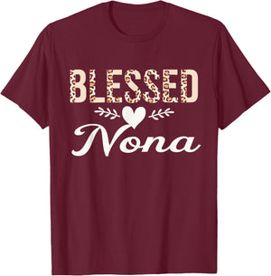 Blessed Nona Cute Leopard T-Shirt - T-Shirt | Maroon