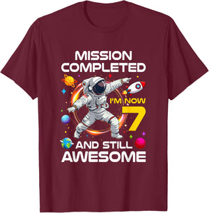 7Th Birthday Astronaut 7 Years Old Outer Space Birthday T-Shirt - T-Shirt | Maroon