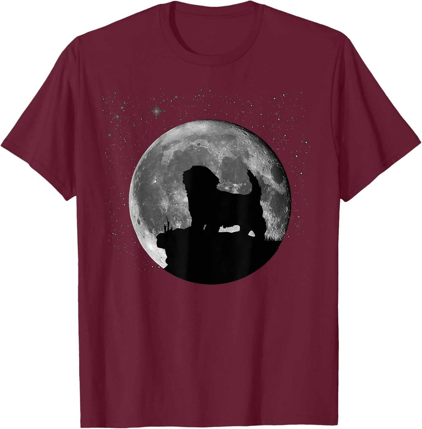 Havanese Dog Moon T-Shirt - T-Shirt | Maroon