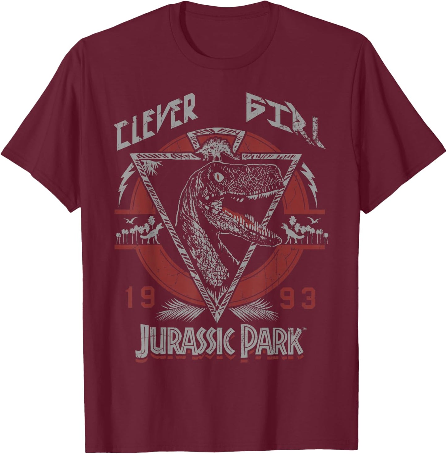 Jurassic Park Clever Girl 1993 Retro T-Shirt - T-Shirt | Maroon