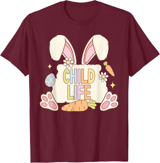 Retro Easter Bunny Child Life Therapist CLS CLS Healthcare T-Shirt - T-Shirt | Maroon