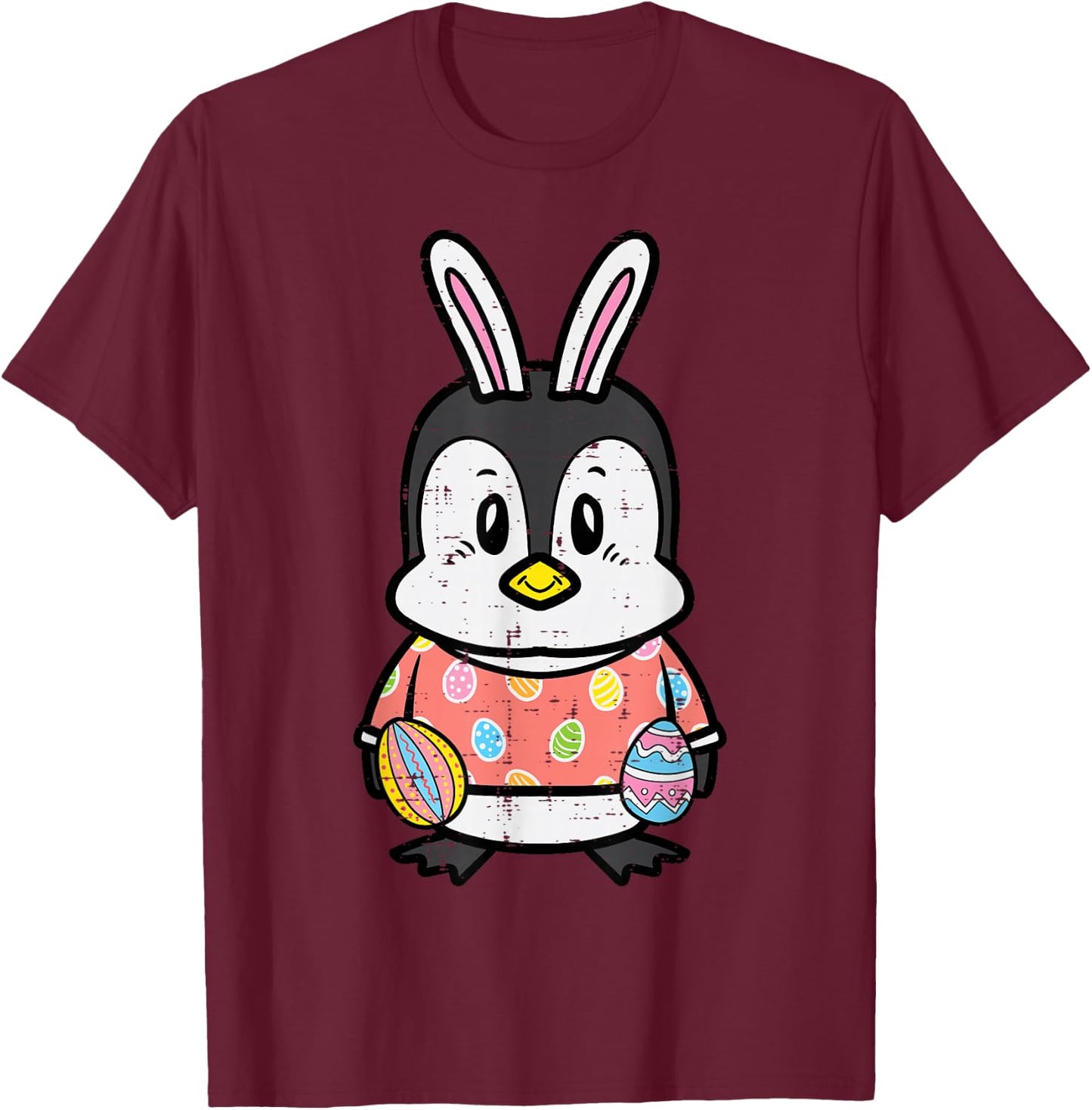 Easter Penguin Bunny Rabbit Spring Men Women Kids Teen Youth T-Shirt - T-Shirt | Maroon