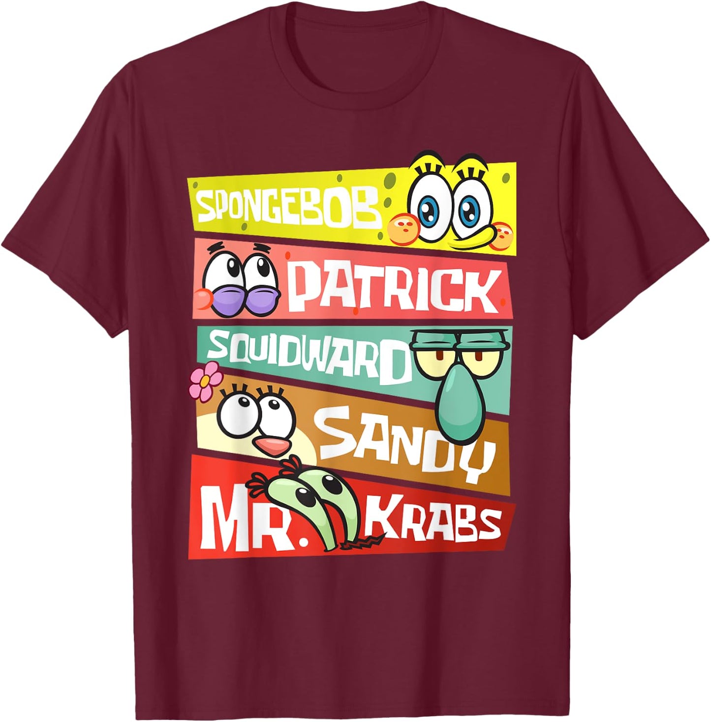 Mademark x SpongeBob SquarePants - SpongeBob Patrick Squidward Sandy Mr Krabs SpongeBob Fans T-Shirt - T-Shirt | Maroon