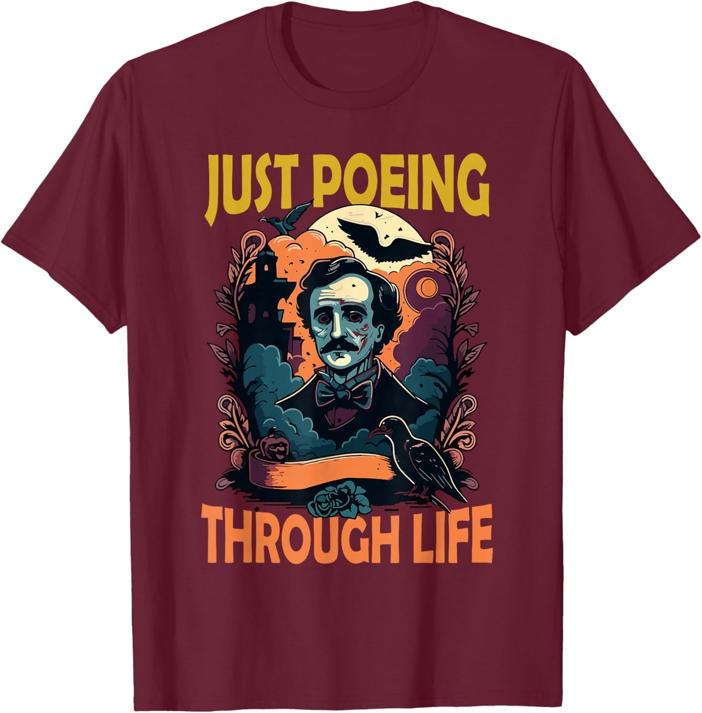 Gothic Edgar Allan Poe The Raven Dark Academia Literature T-Shirt - T-Shirt | Maroon