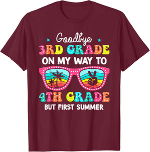 Goodbye 3rd Grade Graduation To 4th Grade First Summer Funny Women Kids T-Shirt - T-Shirt | Maroon