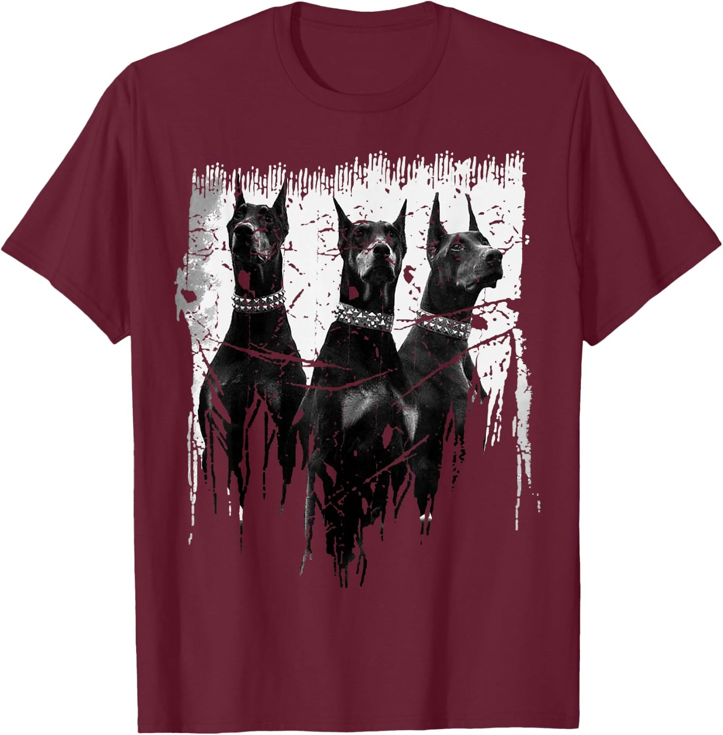 Dobermann Pinscher Black and White Dog Lovers für Männer, Frauen, Mädchen, Kinder - Schwarz, Kurzarm, Klassische Passform, S T-Shirt - T-Shirt | Maroon