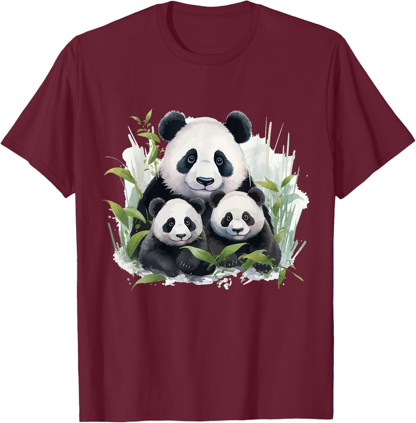Watercolor Panda T-Shirt - T-Shirt | Maroon