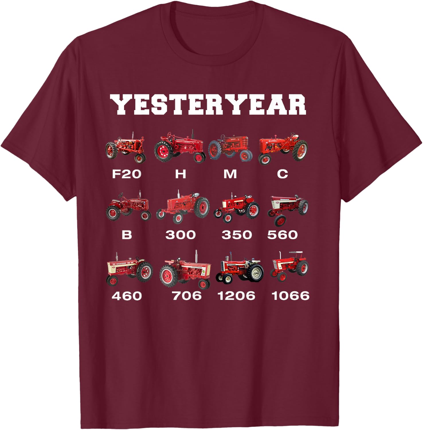 Vintage Tractor Yesteryear Farmer Gift T-Shirt - T-Shirt | Maroon