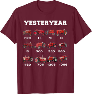 Vintage Tractor Yesteryear Farmer Gift T-Shirt - T-Shirt | Maroon