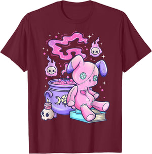 Kawaii Pastel Goth Cute Creepy Witchy Bear Small T-Shirt - T-Shirt | Maroon