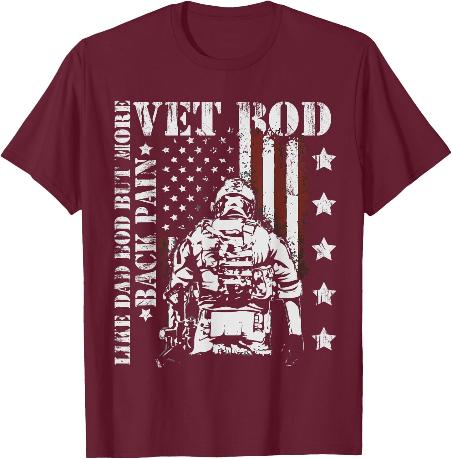 Vintage Vet Bod Like Dad Bod But More Back Pain Retro T-Shirt - T-Shirt | Maroon