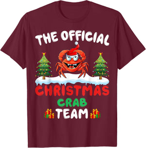 Crab Christmas Tree Santa Hat Xmas Light Christmas Crab Team T-Shirt - T-Shirt | Maroon