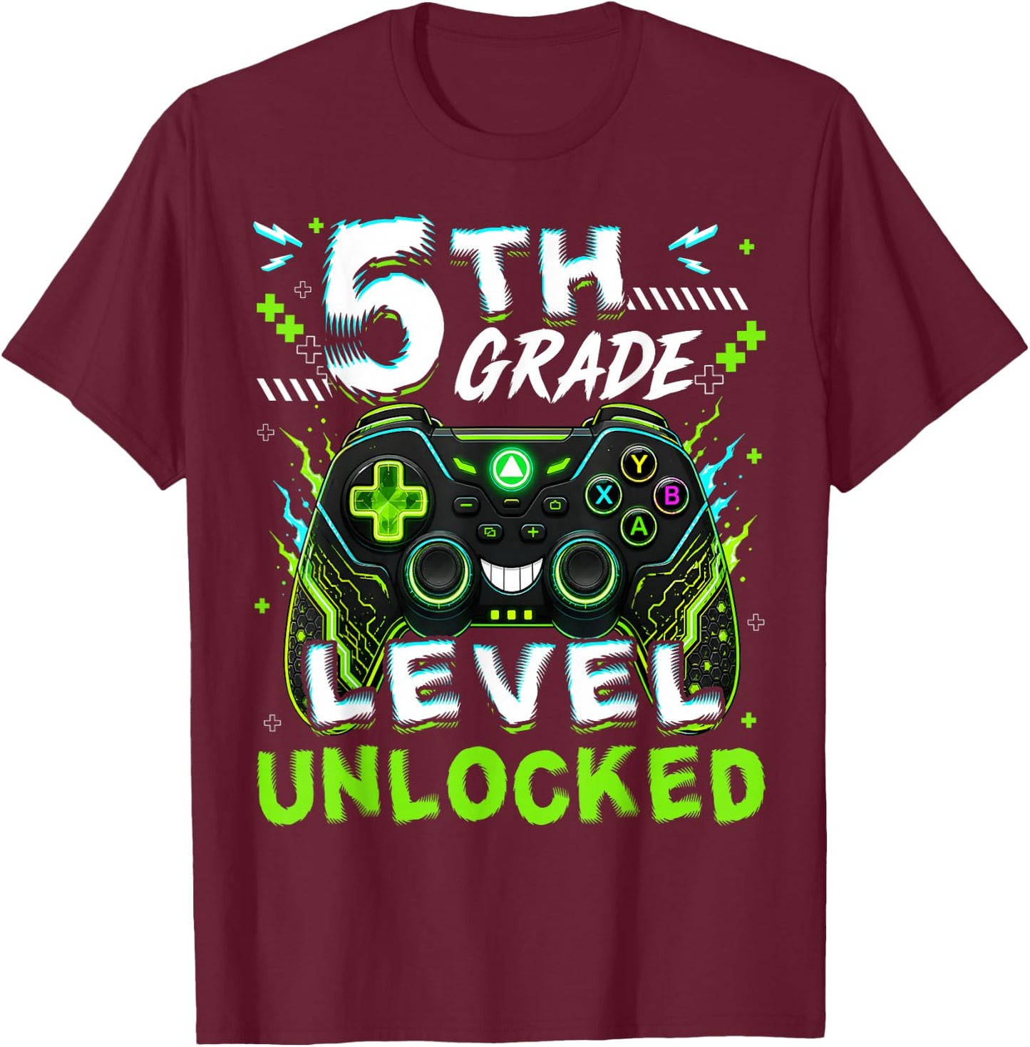 Back to School 5th Grade Level Unlocked Video Gamer Boy Kid T-Shirt - T-Shirt | Maroon
