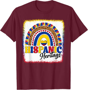 Colombia Hispanic Heritage Month Colombian Flag Boho Rainbow T-Shirt - T-Shirt | Maroon