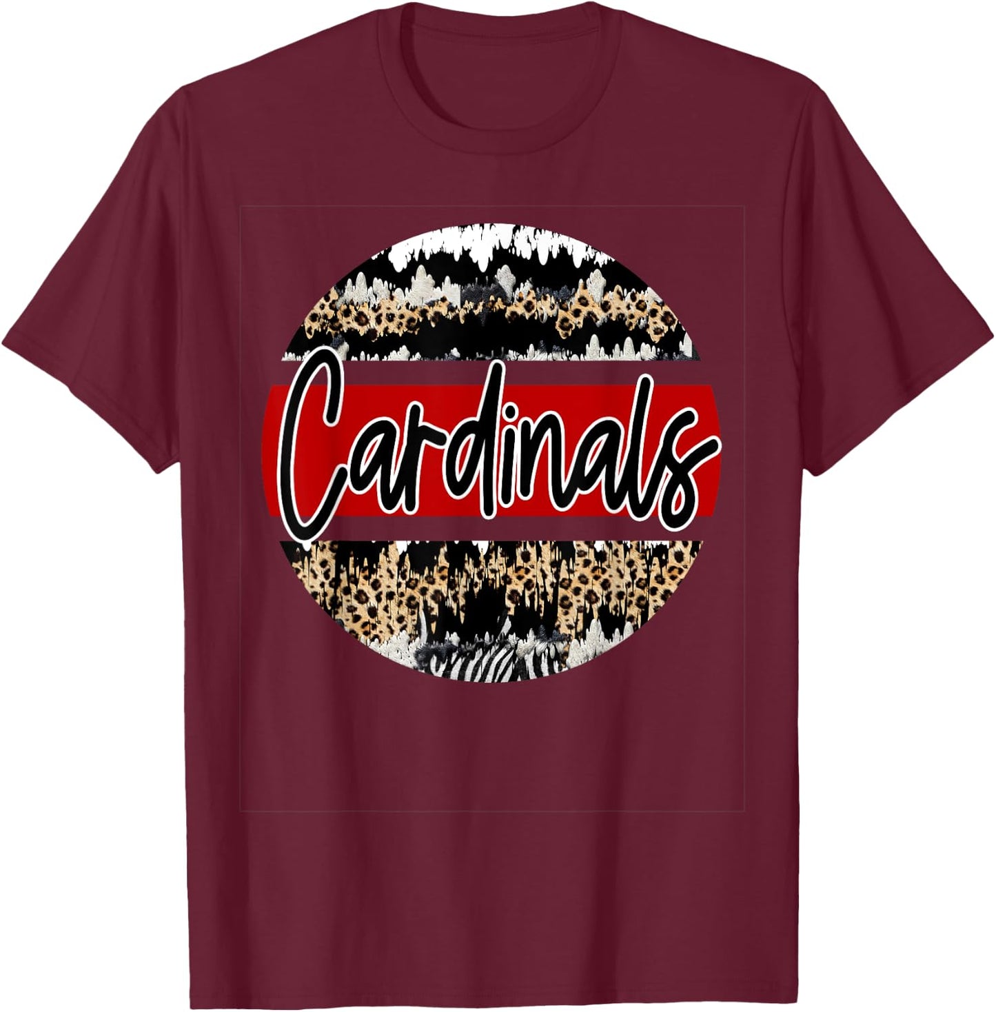 Cardinals Leopard Print School Spirit T-Shirt - T-Shirt | Maroon