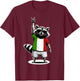 Italian Flag Raccoon Funny Italy T-Shirt - T-Shirt | Maroon