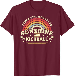 Kickball Shirt A Girl Who Loves Sunshine and Kickball T-Shirt - T-Shirt | Maroon