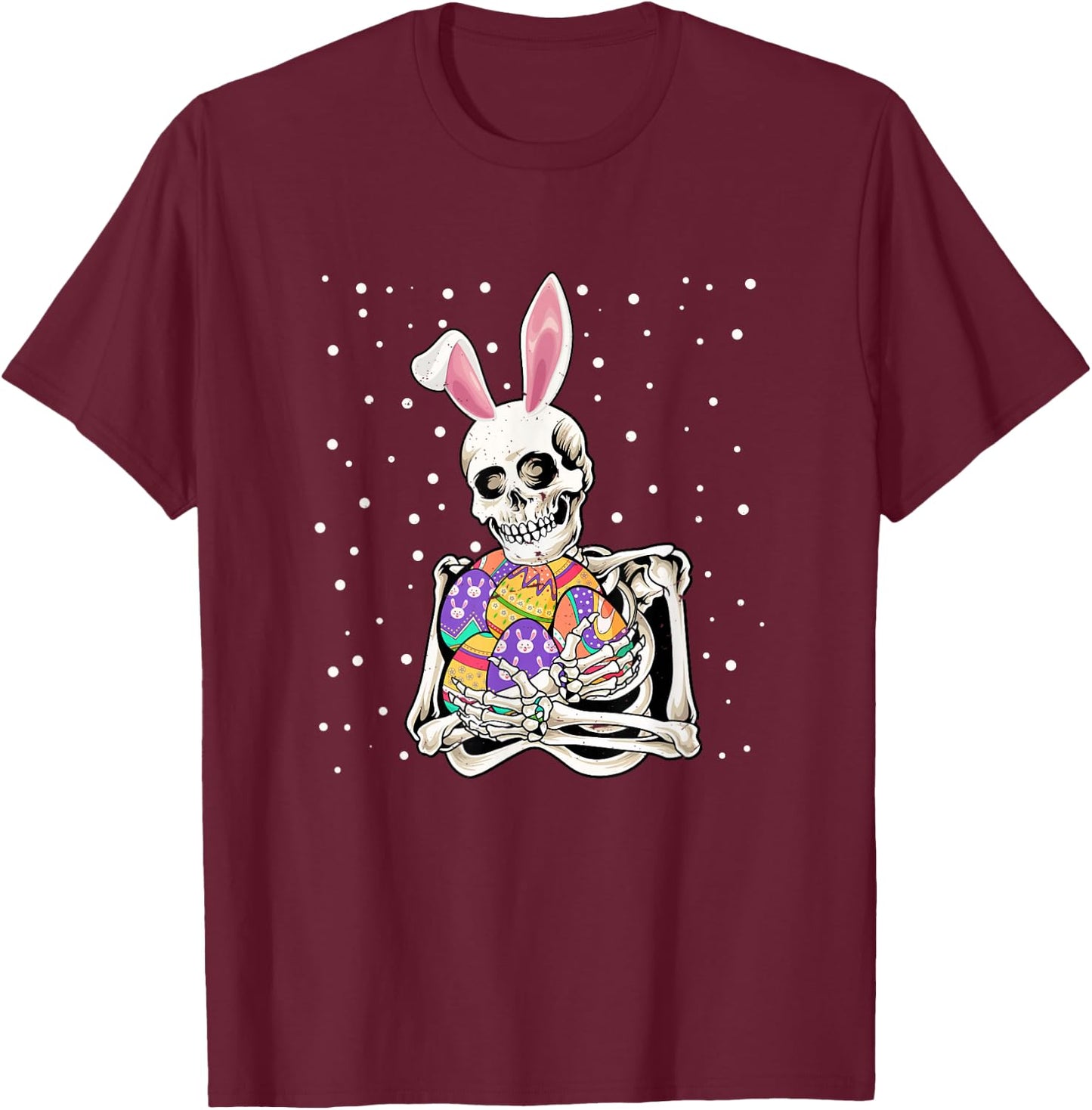 Bunny Skeleton Holding Easter Eggs Funny Easter Day Kids T-Shirt - T-Shirt | Maroon
