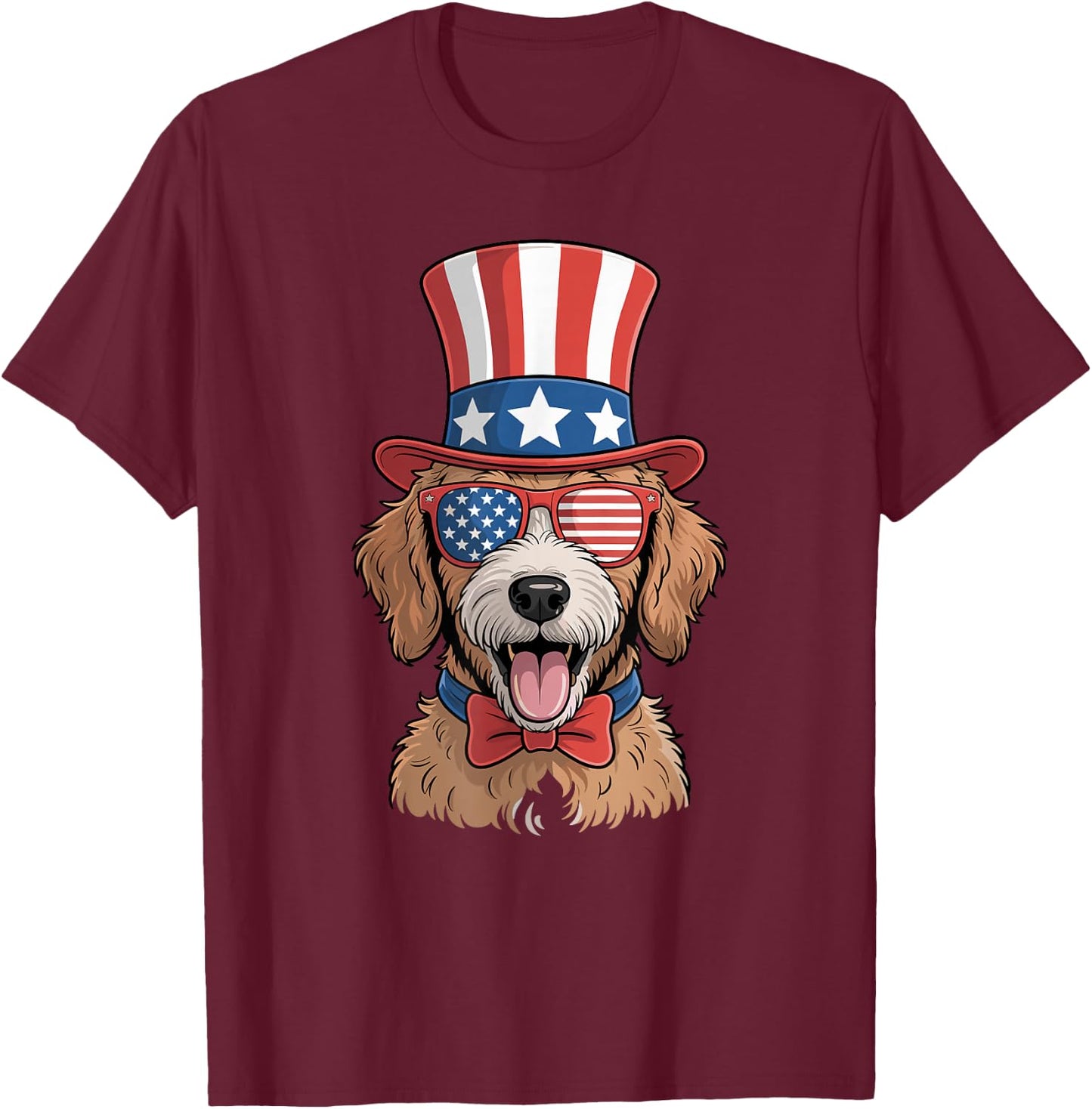 USA American Flag Goldendoodle Golden Doodle 4th Of July T-Shirt - T-Shirt | Maroon