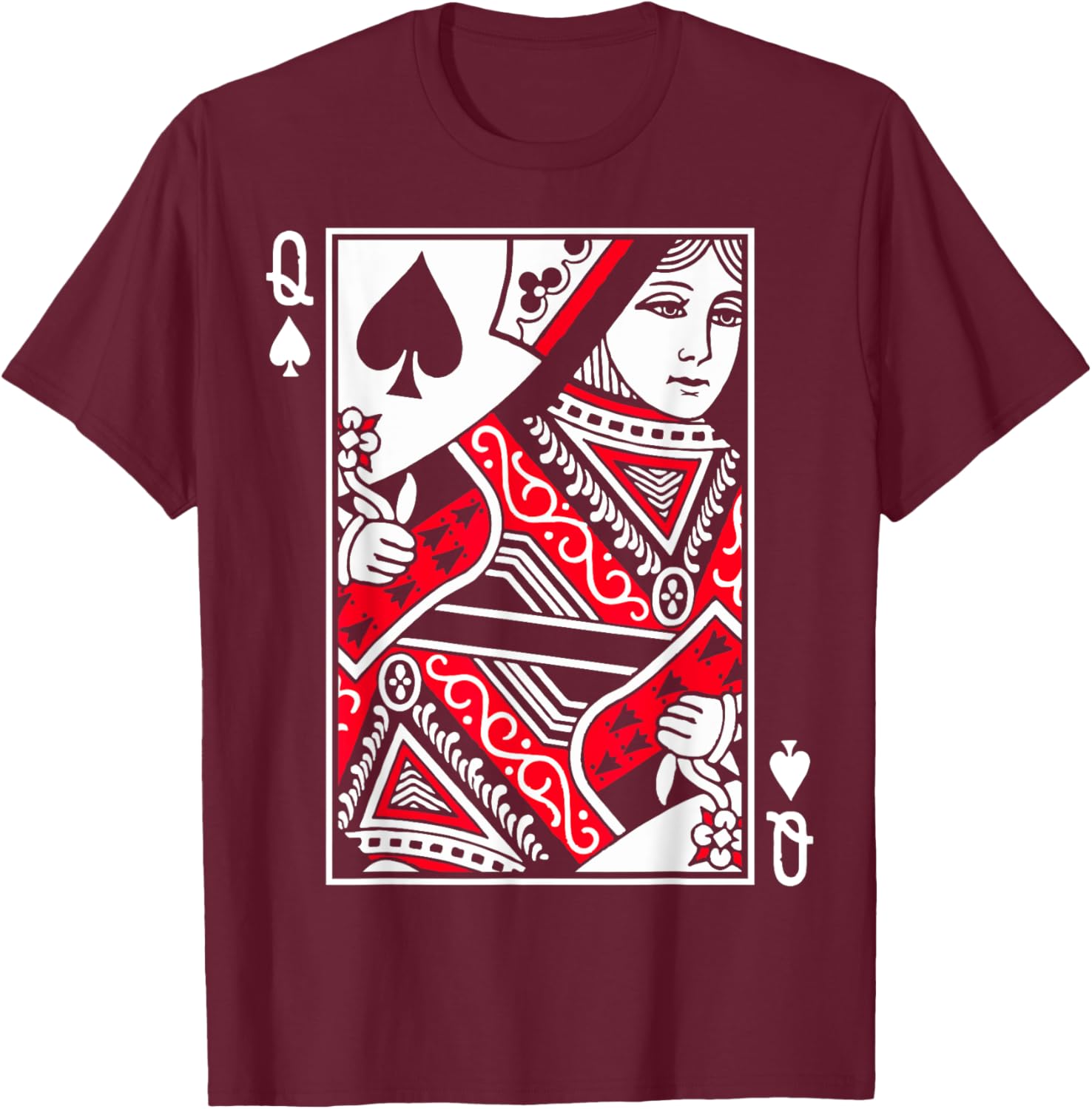 Queen of Spades Poker or Blackjack Queens Playing Card Cards T-Shirt - T-Shirt | Maroon