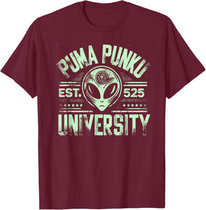 Puma Punku University, Ancient Astronaut Theorist Alien T-Shirt - T-Shirt | Maroon