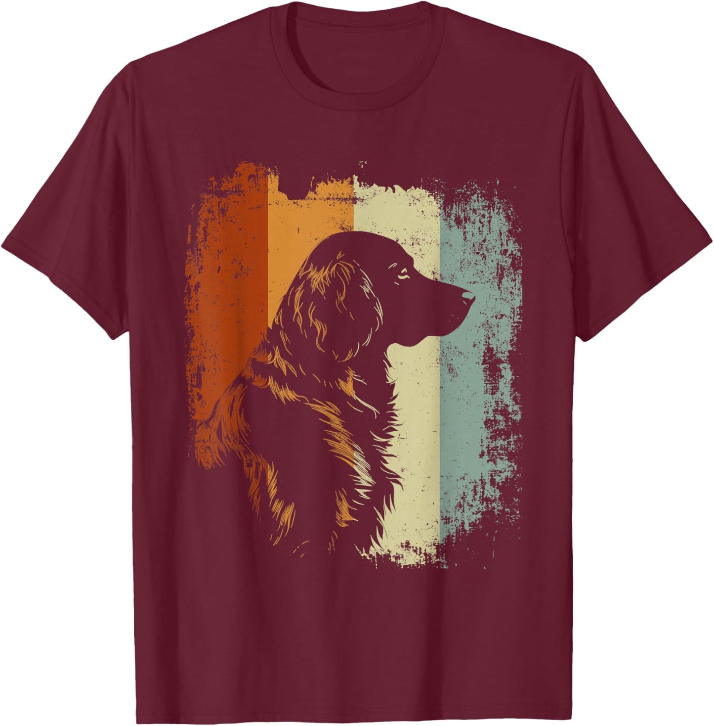 Flat Coated Retriever Dog Retro Design T-Shirt - T-Shirt | Maroon