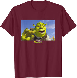 Shrek Iconic Sarcastic Shrek Scene Big Chest Poster T-Shirt - T-Shirt | Maroon