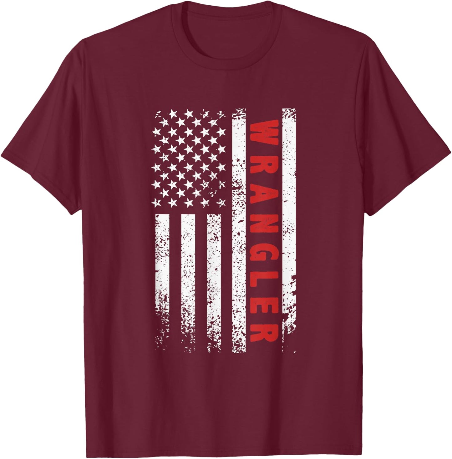 US Wrangler-Profession Independence Day Red Line USA Flag , black T-Shirt - T-Shirt | Maroon