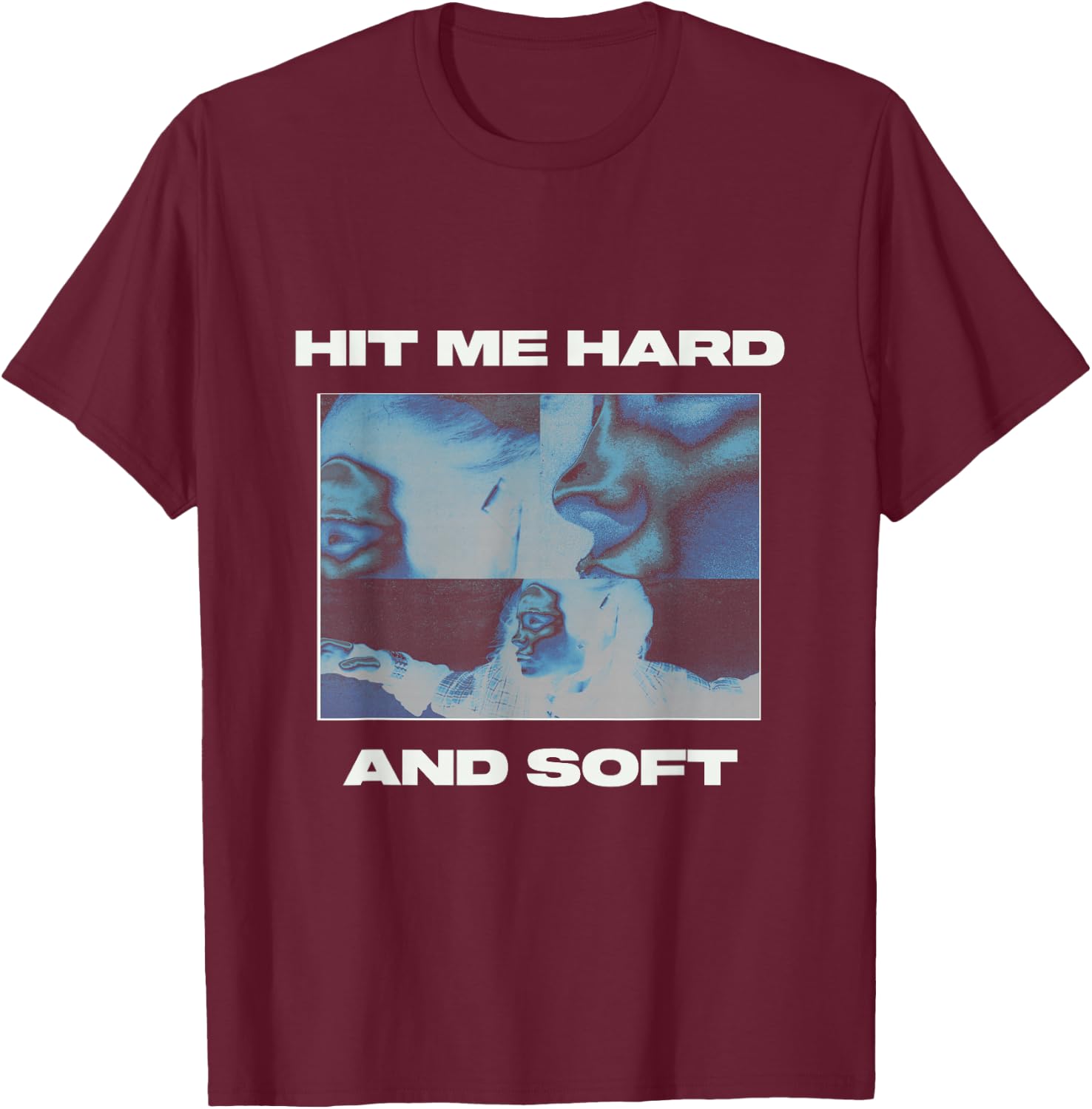 Official Billie Eilish HIT ME Hard and Soft Blue Reverse , Blue, S T-Shirt - T-Shirt | Maroon