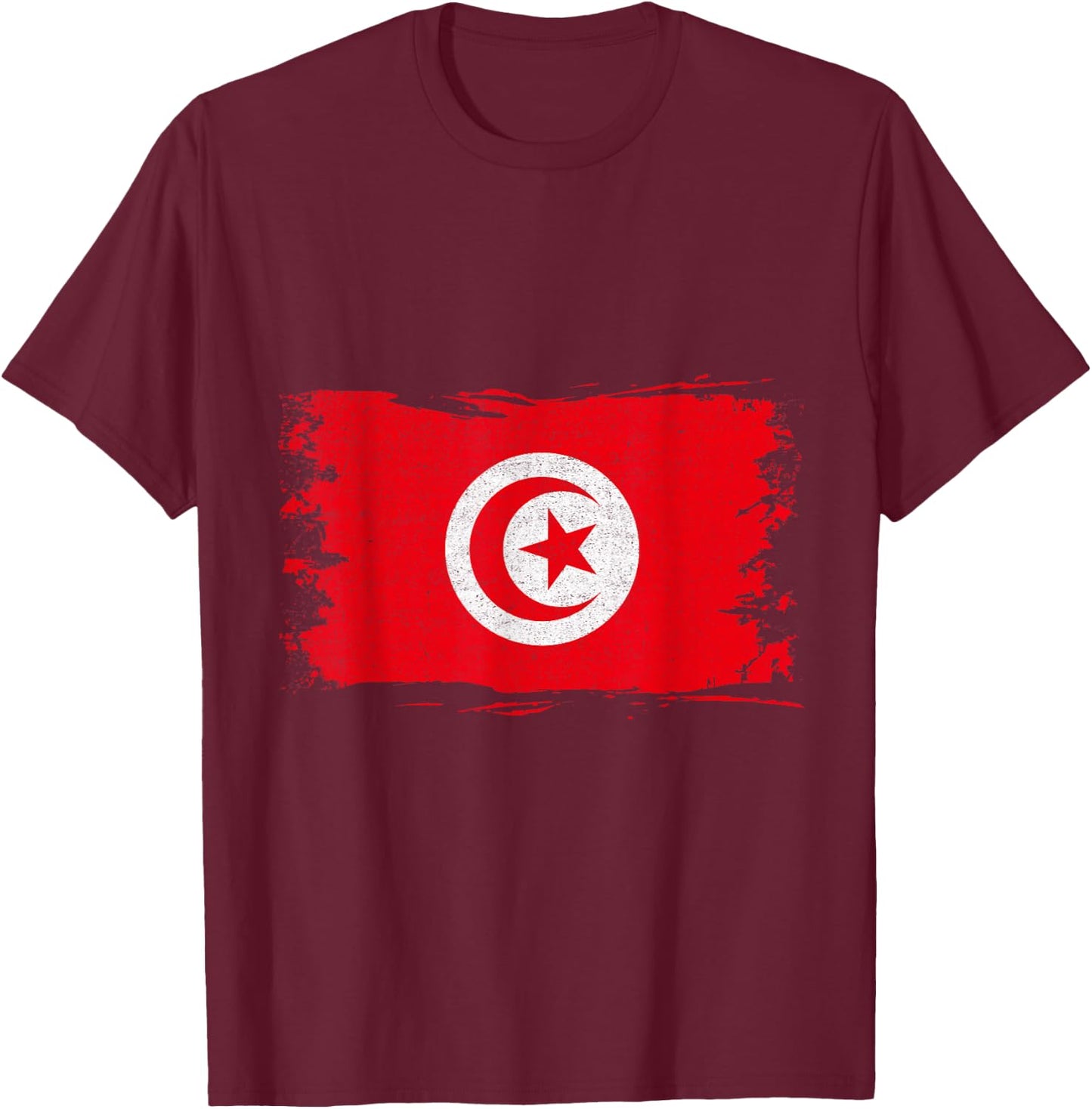 Tunisia Flag Vintage Tunisian Pride Heritage Tunisian Roots T-Shirt - T-Shirt | Maroon
