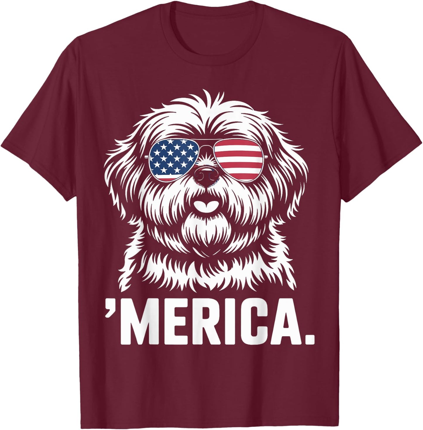 Shih Tzu 4th of July ‘Merica Patriotic T-Shirt - T-Shirt | Maroon