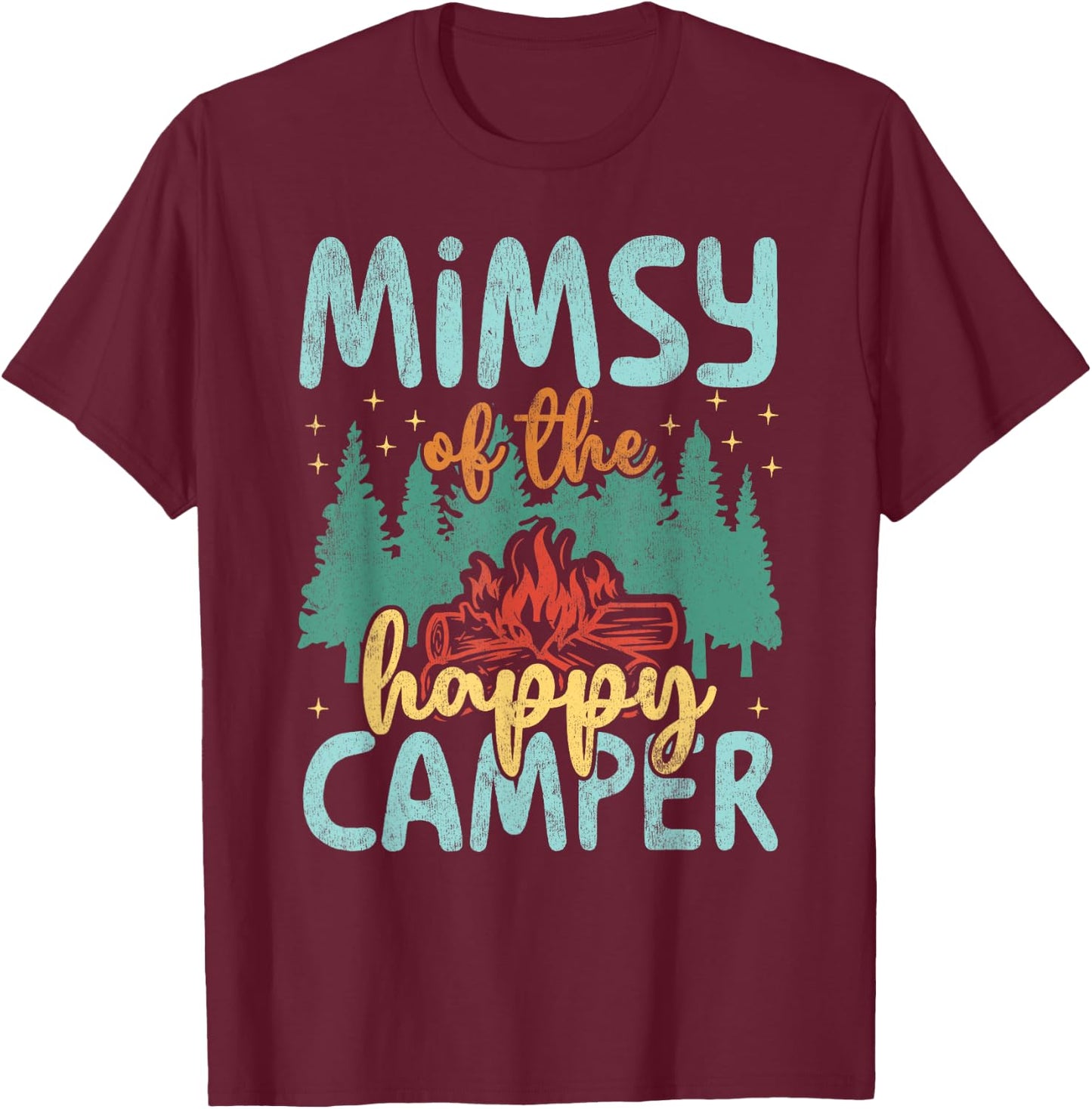 Mimsy of Happy Camper 1st Birthday Party Retro Mimsy T-Shirt - T-Shirt | Maroon