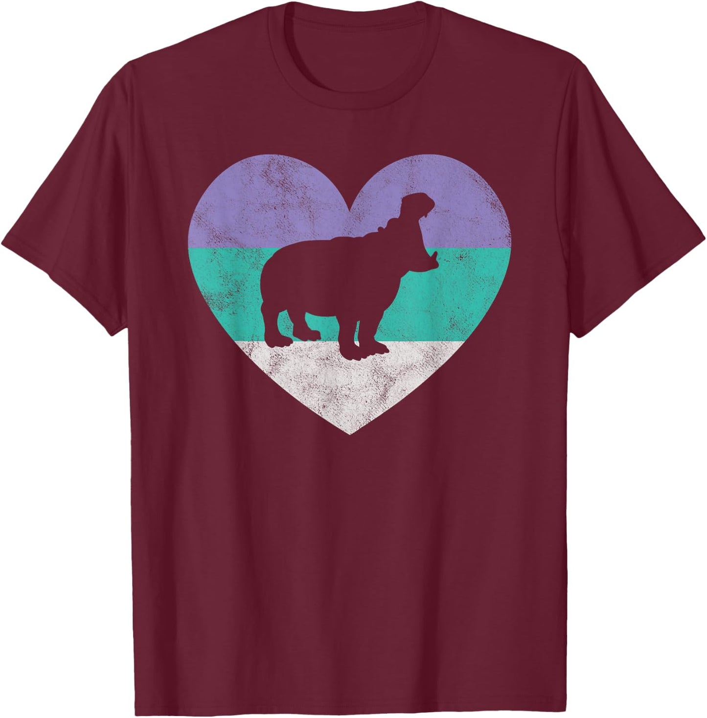 Hippopotamus Gift & Girls Retro Cute T-Shirt - T-Shirt | Maroon