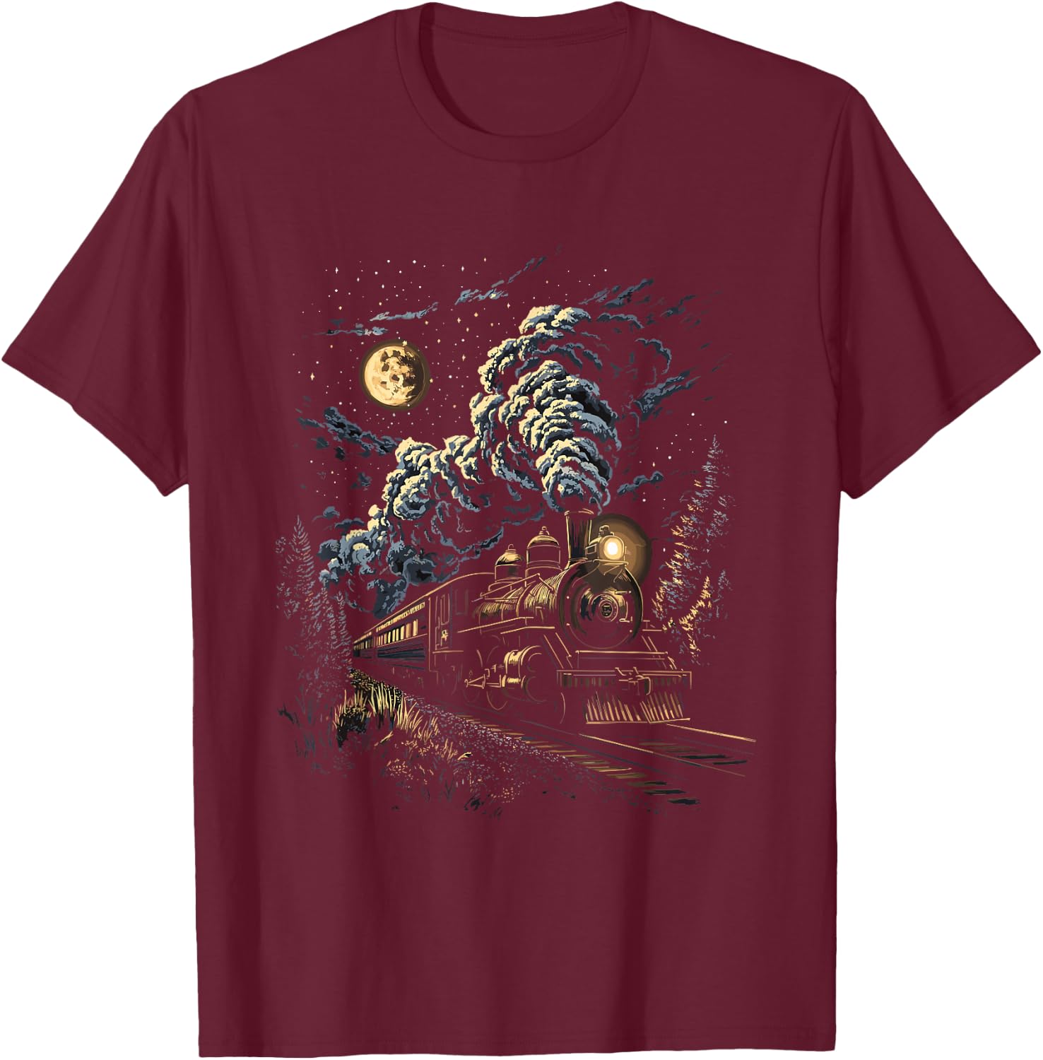 Cute Train Art youth Train Collector Railroad Lover T-Shirt - T-Shirt | Maroon