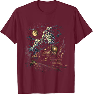 Cute Train Art youth Train Collector Railroad Lover T-Shirt - T-Shirt | Maroon