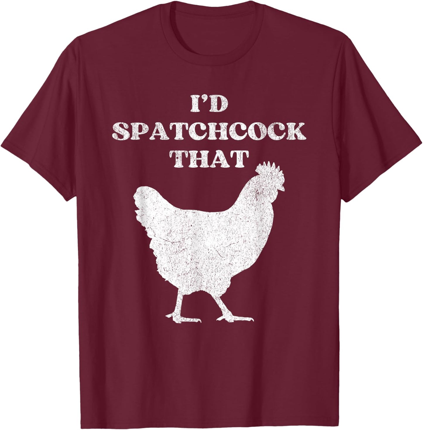 Funny Butcher Chicken Spatchcock T-Shirt - T-Shirt | Maroon