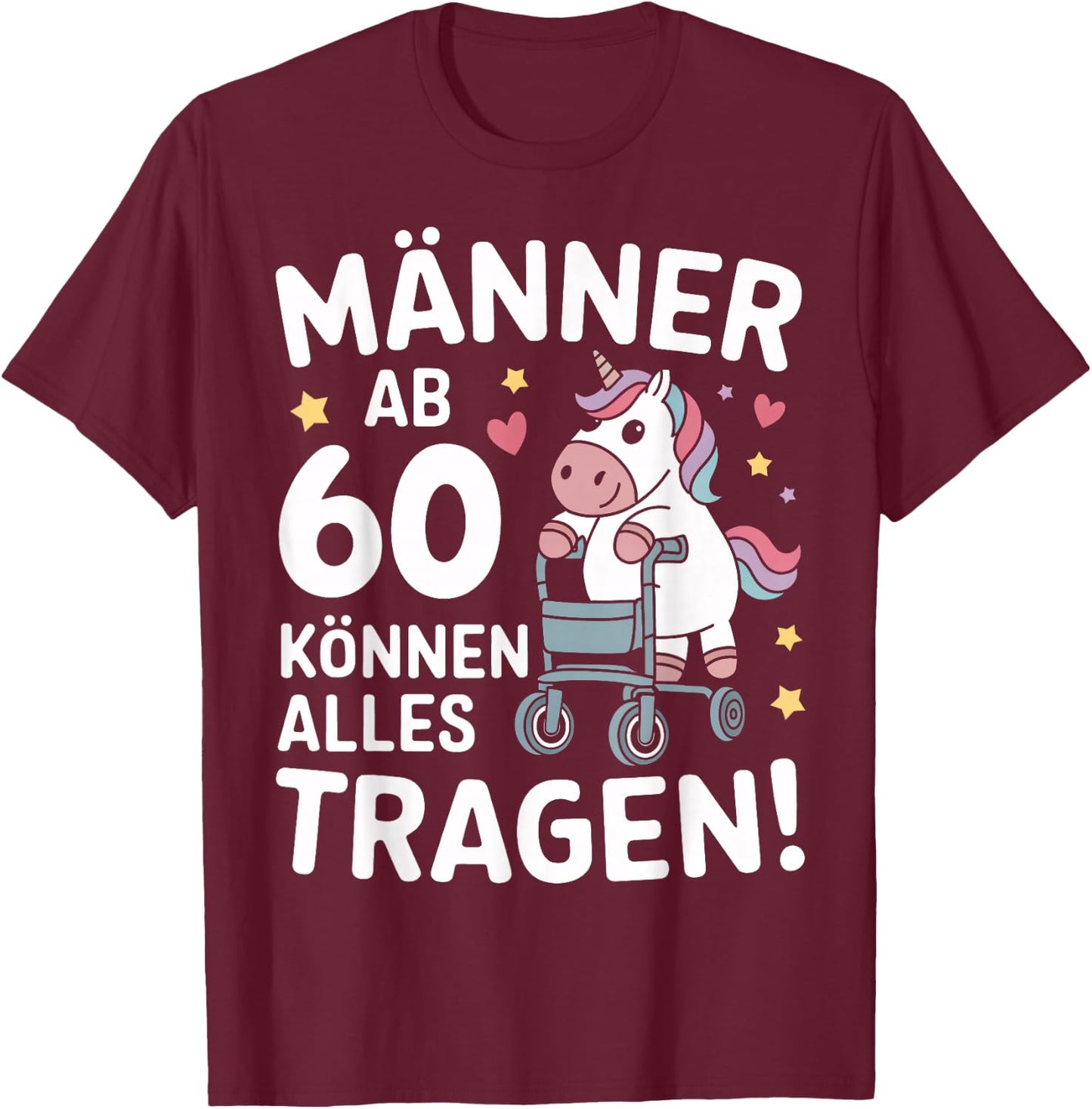 60th Birthday Man Woman 60 Years 1964 Decorative Funny Gift , black T-Shirt - T-Shirt | Maroon