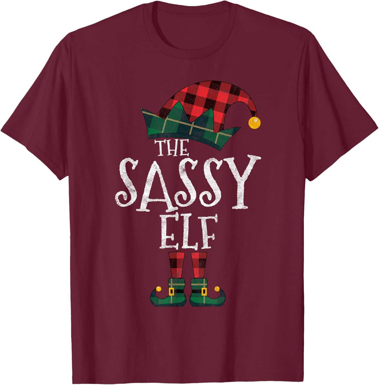 The Sassy Elf Matching Family Group Gift Funny Christmas T-Shirt - T-Shirt | Maroon