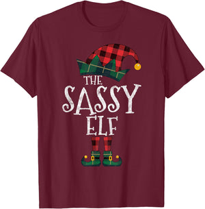 The Sassy Elf Matching Family Group Gift Funny Christmas T-Shirt - T-Shirt | Maroon