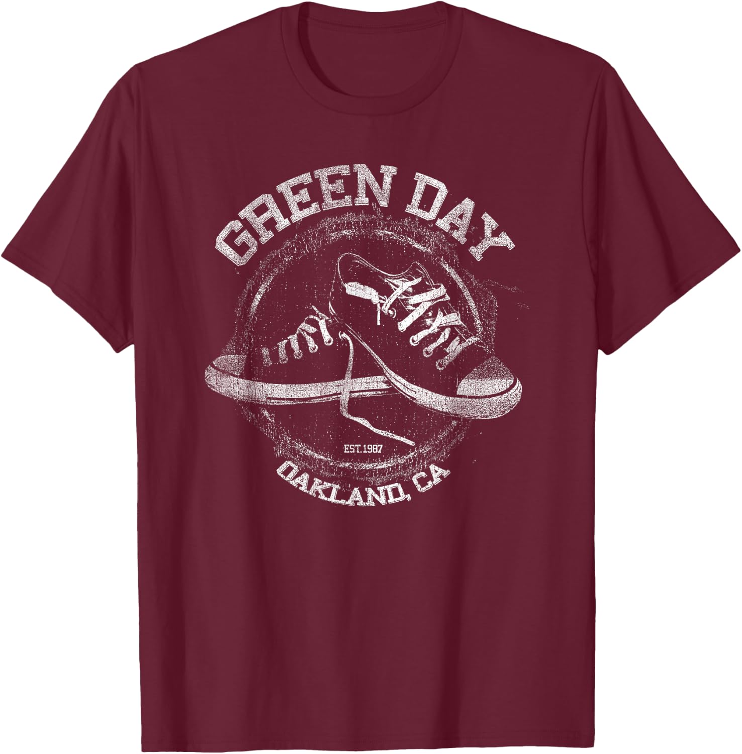 Green Day Men's Black Short Sleeve Small Classic Pull-On T-Shirt - T-Shirt | Maroon