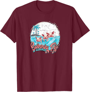 Swimming Pigs Bahamas - Fun T-Shirt - T-Shirt | Maroon
