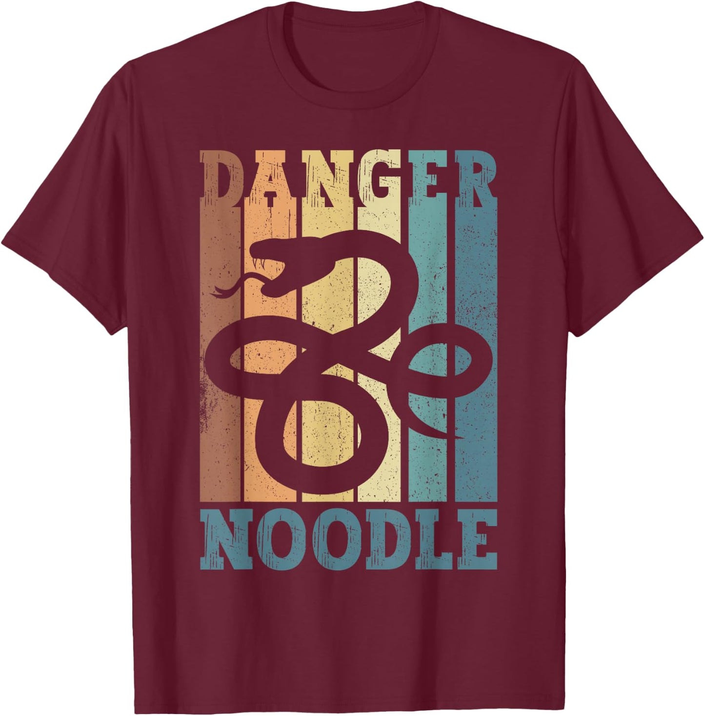 Snake Danger Noodle Retro T-Shirt - T-Shirt | Maroon