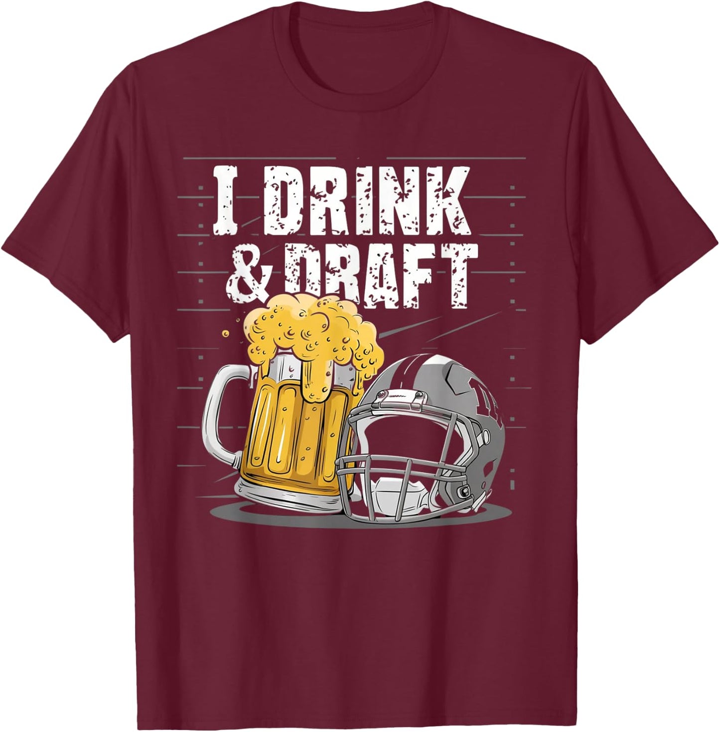 Fantasy Football Party Draft Beer Sipping T-Shirt - T-Shirt | Maroon
