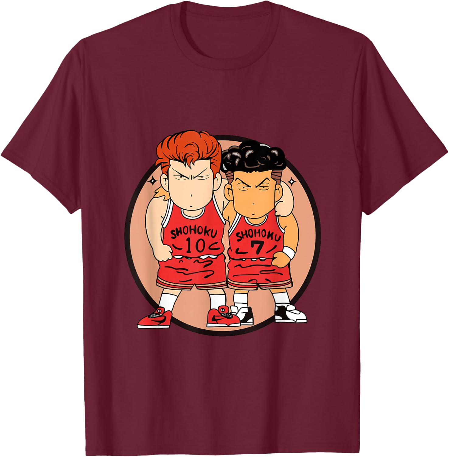 Hanamichi Sakuragi and Kaede Rukawa T-Shirt - T-Shirt | Maroon