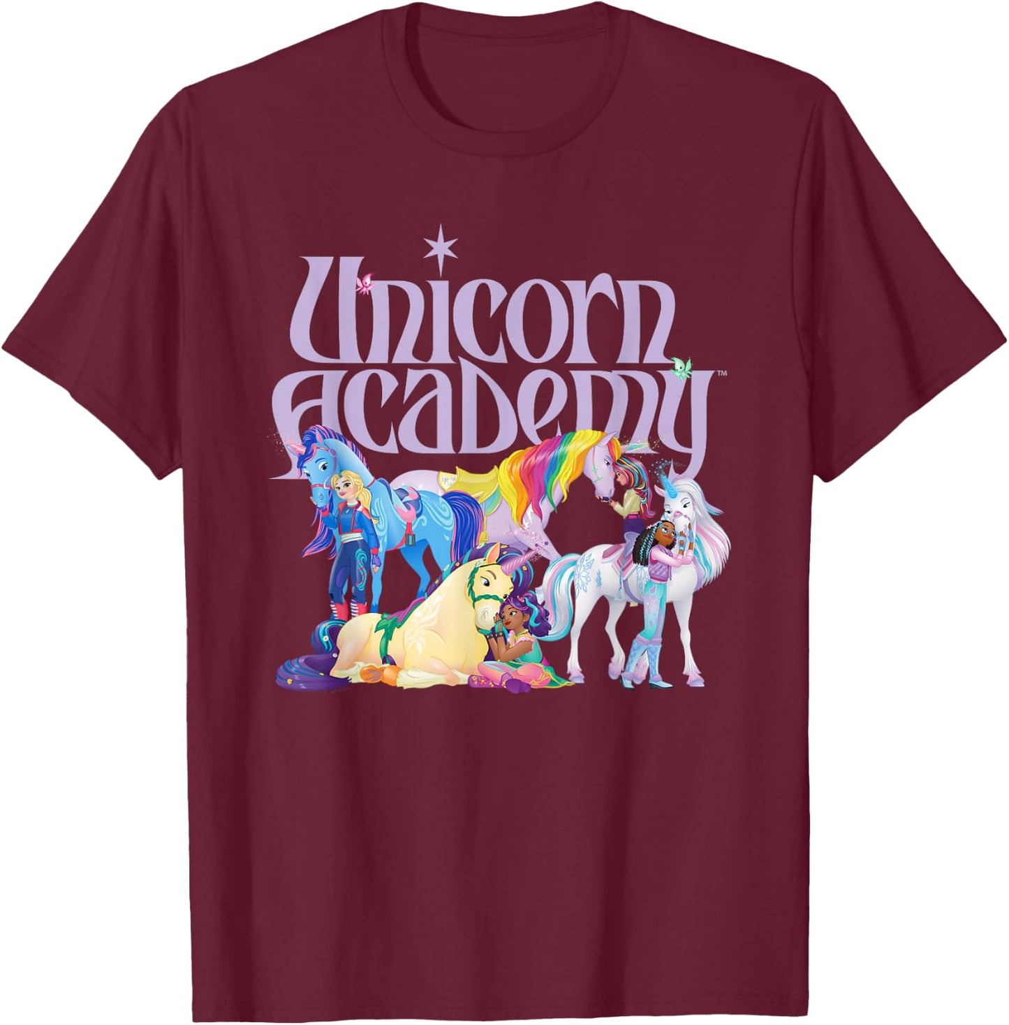 Rider and Unicorns , black T-Shirt - T-Shirt | Maroon