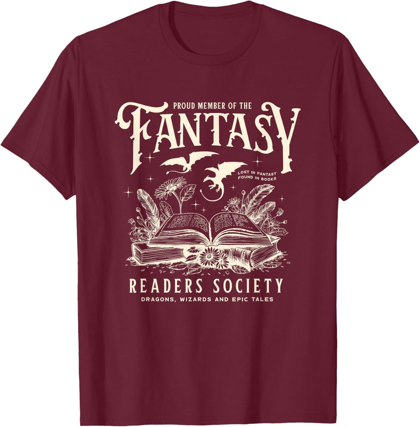 Fantasy Readers Society Romance Readers Romantasy Reading T-Shirt - T-Shirt | Maroon