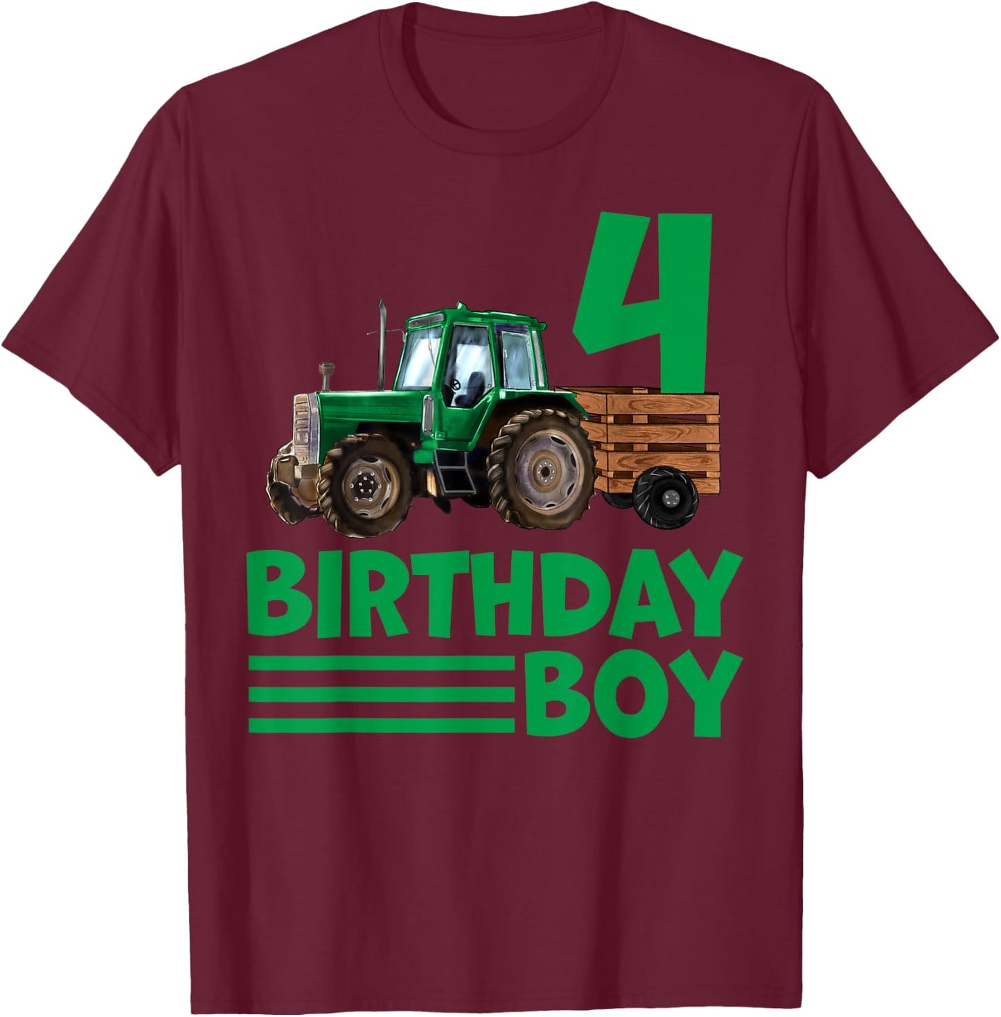 I'm 4 Years Old Farmer Tractor It's My 4th Birthday Boy T-Shirt - T-Shirt | Maroon
